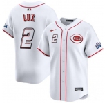 Men's Cincinnati Reds #2 Gavin Lux White 2025 Speedway Classic Home Limited Stitched Baseball Jersey