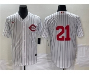 Men's Cincinnati Reds #21 Hunter Greene White Field of Dreams Stitched Baseball Jersey