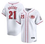 Men's Cincinnati Reds #21 Hunter Greene White Home Limited Stitched Baseball Jersey