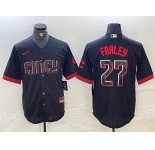 Men's Cincinnati Reds #27 Jake Fraley Black 2023 City Connect Cool Base Stitched Jersey