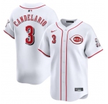 Men's Cincinnati Reds #3 Jeimer Candelario White Home Limited Stitched Baseball Jersey