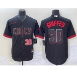 Men's Cincinnati Reds #30 Ken Griffey Jr Number Black 2023 City Connect Cool Base Stitched Jersey1