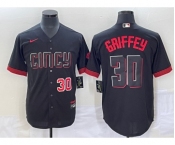 Men's Cincinnati Reds #30 Ken Griffey Jr Number Black 2023 City Connect Cool Base Stitched Jersey1