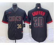 Men's Cincinnati Reds #30 Ken Griffey Jr Number Black 2023 City Connect Cool Base Stitched Jersey