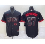 Men's Cincinnati Reds #37 Tyler Stephenson Black 2023 City Connect Cool Base Stitched Jersey1