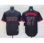 Men's Cincinnati Reds #37 Tyler Stephenson Black 2023 City Connect Cool Base Stitched Jersey