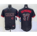 Men's Cincinnati Reds #37 Tyler Stephenson Black 2023 City Connect Flex Base Stitched Jersey