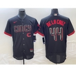 Men's Cincinnati Reds #44 Elly De La Cruz Black 2023 City Connect Cool Base Stitched Jersey 1