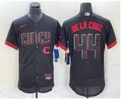 Men's Cincinnati Reds #44 Elly De La Cruz Black 2023 City Connect Flex Base Stitched Baseball Jersey1