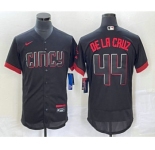 Men's Cincinnati Reds #44 Elly De La Cruz Black 2023 City Connect Flex Base Stitched Baseball Jersey