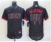 Men's Cincinnati Reds #44 Elly De La Cruz Black 2023 City Connect Flex Base Stitched Baseball Jersey
