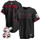 Men's Cincinnati Reds #44 Elly De La Cruz Black City Connect With Patch Limited Stitched Baseball Jersey