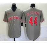 Men's Cincinnati Reds #44 Elly De La Cruz Grey Cool Base Stitched Baseball Jersey