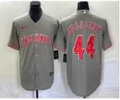 Men's Cincinnati Reds #44 Elly De La Cruz Grey Cool Base Stitched Baseball Jersey