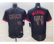 Men's Cincinnati Reds #44 Elly De La Cruz Number Black 2023 City Connect Cool Base Stitched Jersey 2