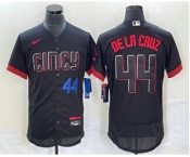 Men's Cincinnati Reds #44 Elly De La Cruz Number Black 2023 City Connect Flex Base Stitched Baseball Jersey1