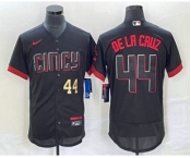 Men's Cincinnati Reds #44 Elly De La Cruz Number Black 2023 City Connect Flex Base Stitched Baseball Jersey2