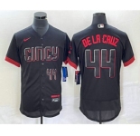 Men's Cincinnati Reds #44 Elly De La Cruz Number Black 2023 City Connect Flex Base Stitched Baseball Jersey3