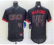 Men's Cincinnati Reds #44 Elly De La Cruz Number Black 2023 City Connect Flex Base Stitched Baseball Jersey3