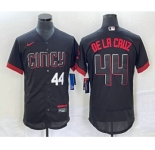 Men's Cincinnati Reds #44 Elly De La Cruz Number Black 2023 City Connect Flex Base Stitched Baseball Jersey