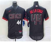 Men's Cincinnati Reds #44 Elly De La Cruz Number Black 2023 City Connect Flex Base Stitched Baseball Jersey