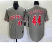 Men's Cincinnati Reds #44 Elly De La Cruz Number Grey Cool Base Stitched Baseball Jersey