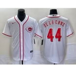 Men's Cincinnati Reds #44 Elly De La Cruz Number White Cool Base Stitched Baseball Jersey 1