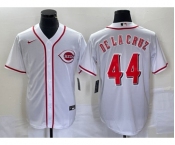 Men's Cincinnati Reds #44 Elly De La Cruz Number White Cool Base Stitched Baseball Jersey 1