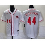 Men's Cincinnati Reds #44 Elly De La Cruz Number White Cool Base Stitched Baseball Jersey1