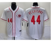 Men's Cincinnati Reds #44 Elly De La Cruz Number White Cool Base Stitched Baseball Jersey1