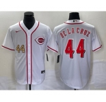 Men's Cincinnati Reds #44 Elly De La Cruz Number White Cool Base Stitched Baseball Jersey