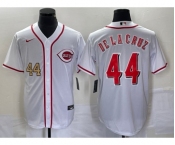 Men's Cincinnati Reds #44 Elly De La Cruz Number White Cool Base Stitched Baseball Jersey