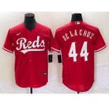 Men's Cincinnati Reds #44 Elly De La Cruz Red Cool Base Stitched Baseball Jersey 1