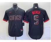 Men's Cincinnati Reds #5 Johnny Bench Black 2023 City Connect Cool Base Stitched Baseball Jersey