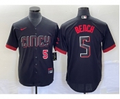 Men's Cincinnati Reds #5 Johnny Bench Number Black 2023 City Connect Cool Base Stitched Baseball Jersey1