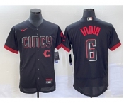 Men's Cincinnati Reds #6 Jonathan India Black 2023 City Connect Flex Base Stitched Jersey 1