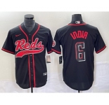 Men's Cincinnati Reds #6 Jonathan India Black 2023 City Connect With Patch Stitched Jersey