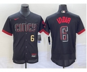 Men's Cincinnati Reds #6 Jonathan India Number Black 2023 City Connect Flex Base Stitched Jersey