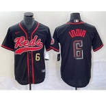 Men's Cincinnati Reds #6 Jonathan India Number Black 2023 City Connect With Patch Stitched Jersey