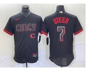 Men's Cincinnati Reds #7 Spencer Steer Black 2023 City Connect Flex Base Stitched Jersey