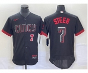 Men's Cincinnati Reds #7 Spencer Steer Number Black 2023 City Connect Flex Base Stitched Jersey1