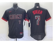 Men's Cincinnati Reds #7 Spencer Steer Number Black 2023 City Connect Flex Base Stitched Jersey