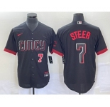 Men's Cincinnati Reds #7 Spencer Steer Numer Black 2023 City Connect Cool Base Stitched Baseball Jersey