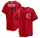 Men's Cincinnati Reds #7 Spencer Steer Red 2026 City Connect Stadium Stitched Baseball Jersey