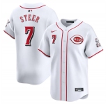 Men's Cincinnati Reds #7 Spencer Steer White Home Limited Stitched Baseball Jersey