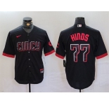 Men's Cincinnati Reds #77 Rece Hinds Black 2023 City Connect Cool Base Stitched Baseball Jersey