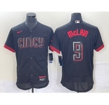 Men's Cincinnati Reds #9 Matt McLain Black 2023 City Connect Flex Base Stitched Jersey