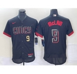 Men's Cincinnati Reds #9 Matt McLain Number Black 2023 City Connect Flex Base Stitched Jersey1