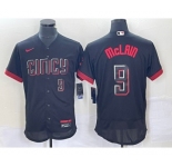 Men's Cincinnati Reds #9 Matt McLain Number Black 2023 City Connect Flex Base Stitched Jersey2