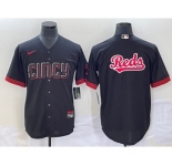 Men's Cincinnati Reds Big Logo Black 2023 City Connect Cool Base Stitched Jersey1